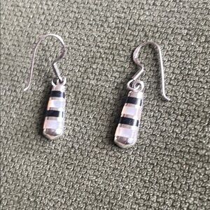 PD Premier Designs 925 Sterling Silver Vintage Real Black Onyx & MOP Earrings